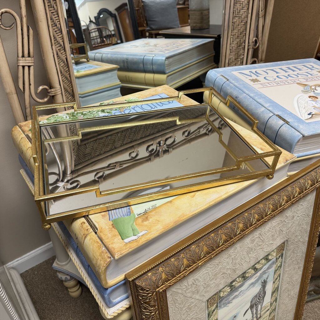 Gold Metal Mirrored Vanity Tray