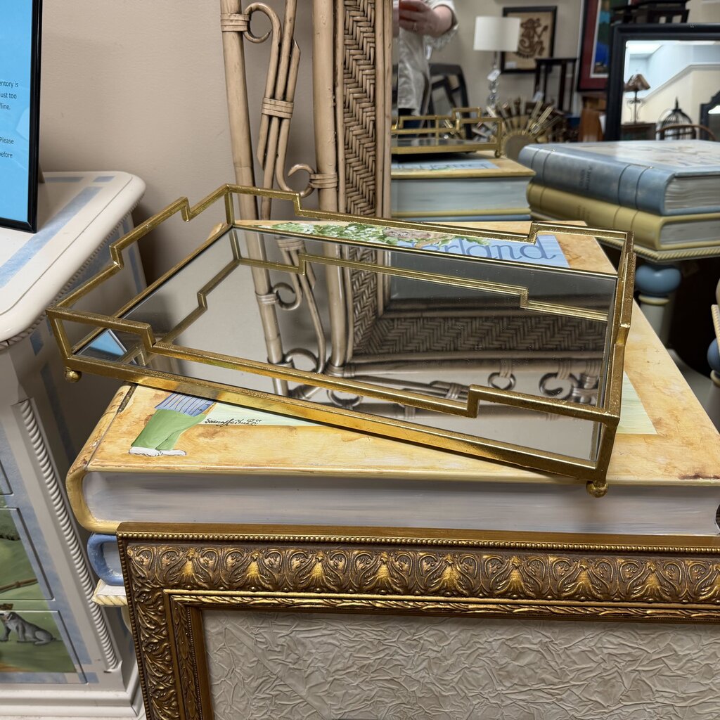 Gold Metal Mirrored Vanity Tray