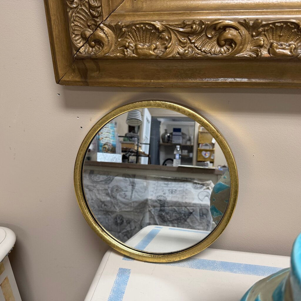 Round Gold Leaf Mirror