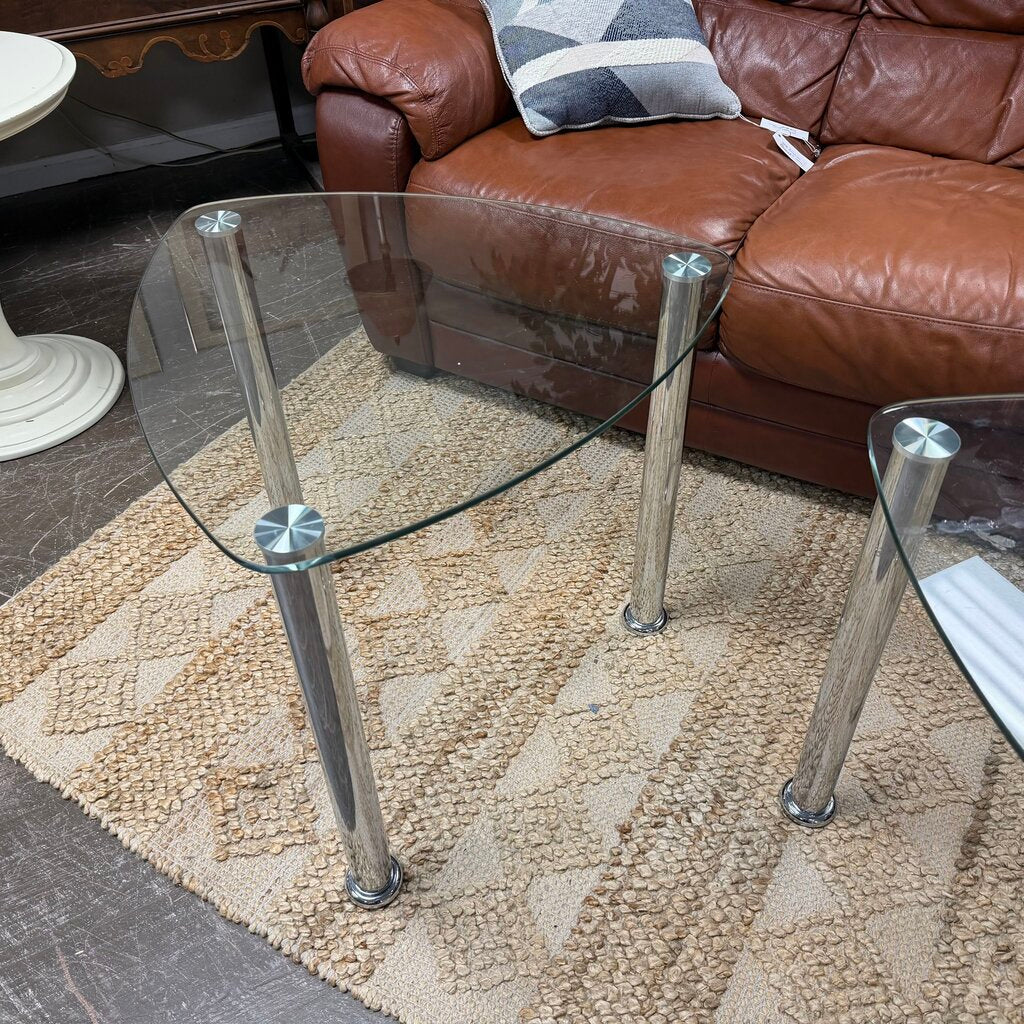 Pair Contemporary Glass Side Tables