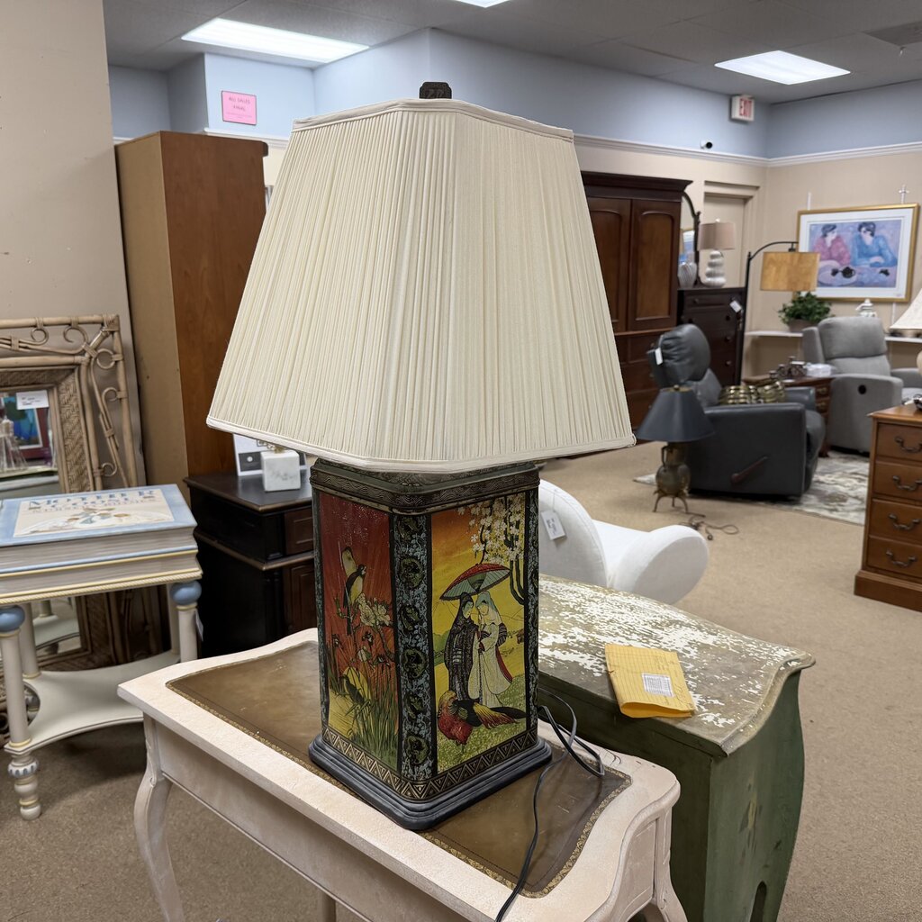 Vintage Chinoiserie Tea Canister Table Lamp