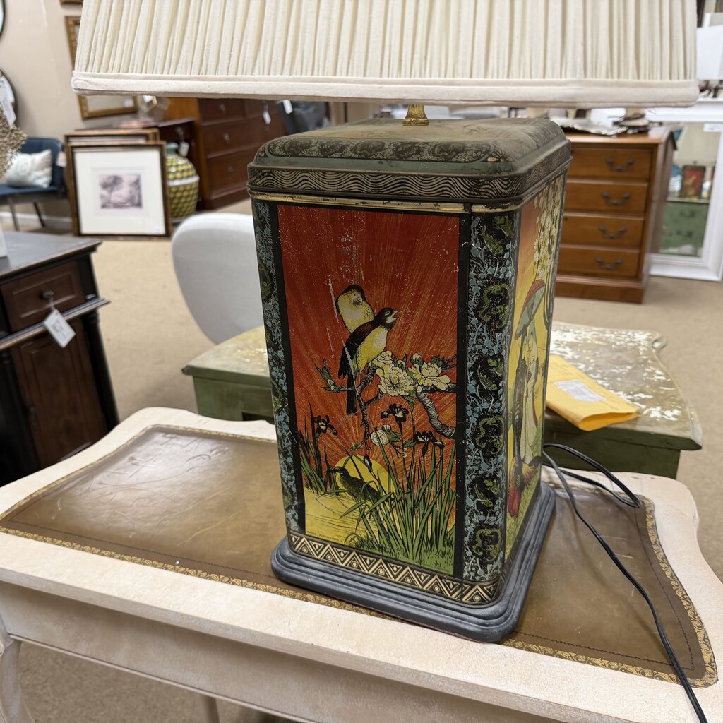 Vintage Chinoiserie Tea Canister Table Lamp