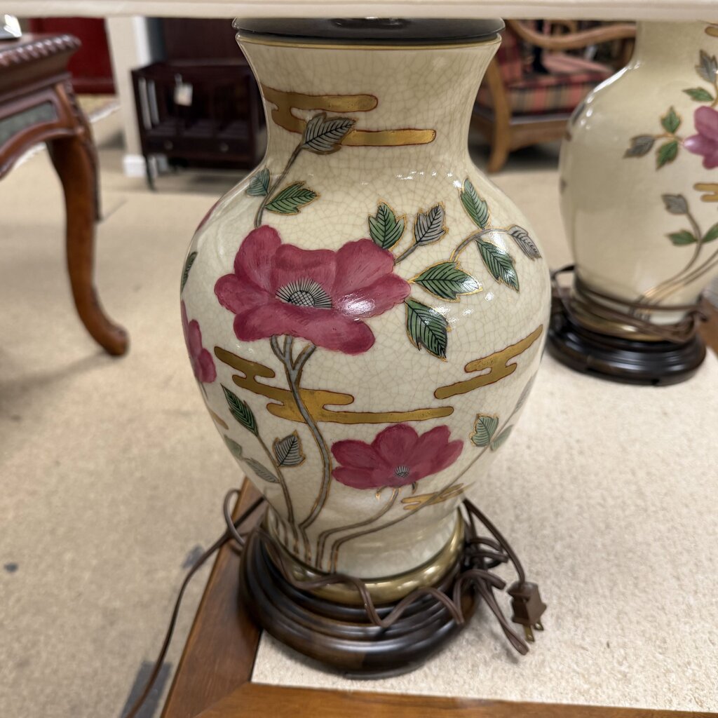 Pair Floral Chinoiserie Cloisonne Lamps
