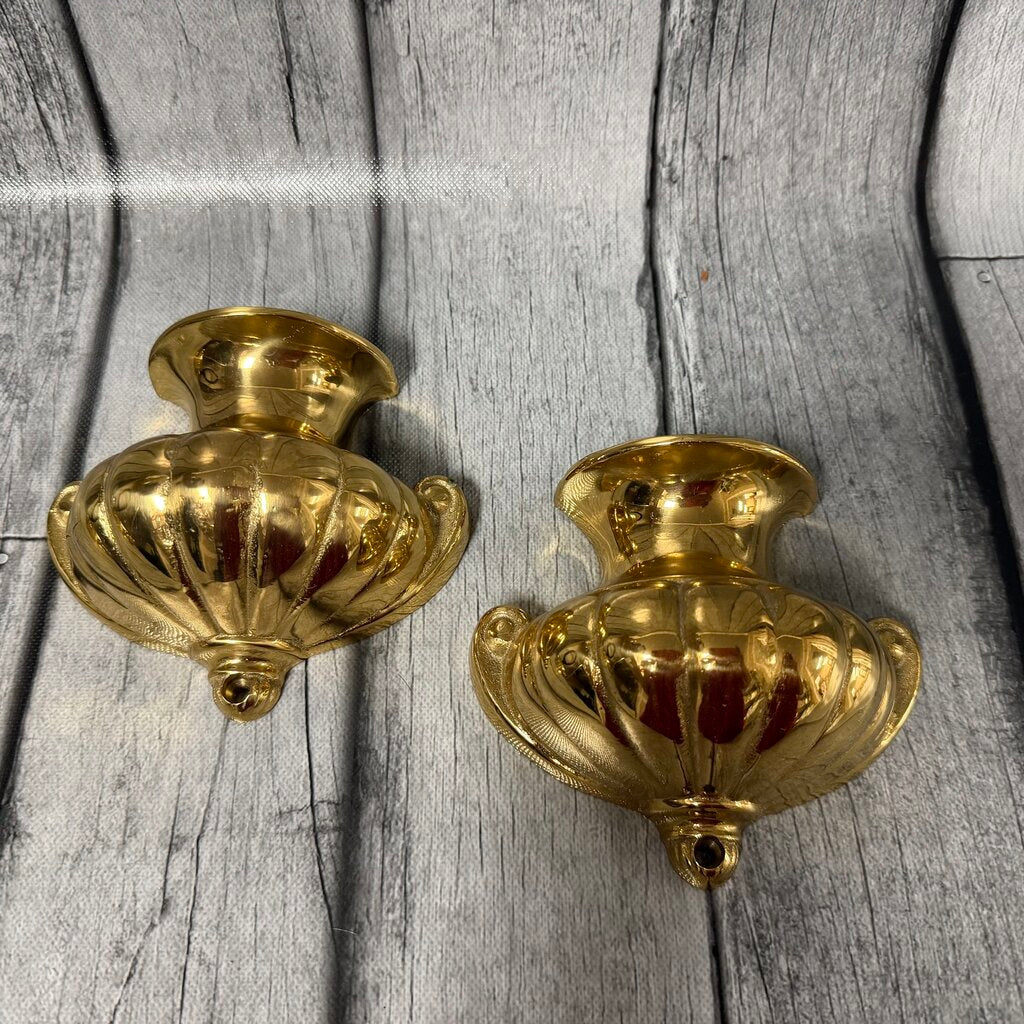 Pair Brass Urn Wall Sconces
