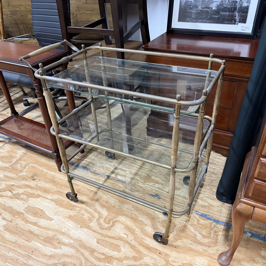Mid Century Brass Bar Cart