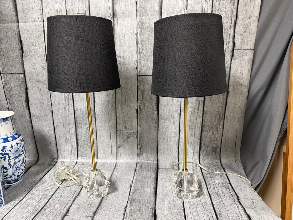 Pair Crystal Candlestick Lamps