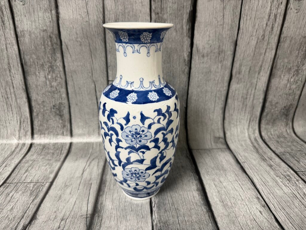 Blue + White Floral Vase