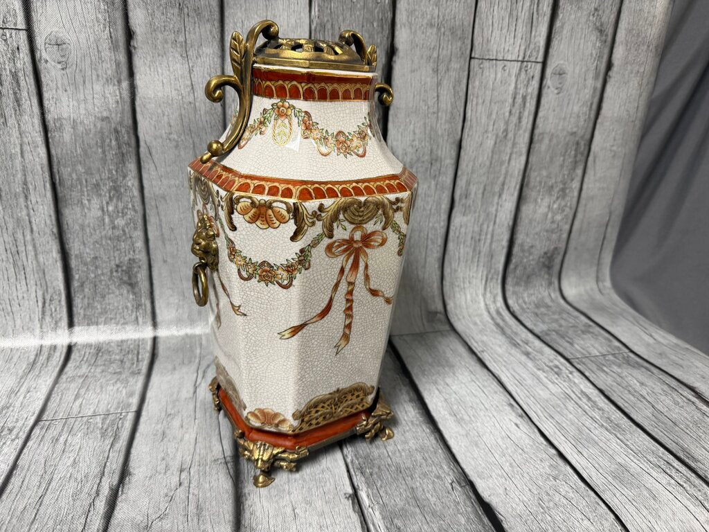Gilded Porcelain + Brass Urn
