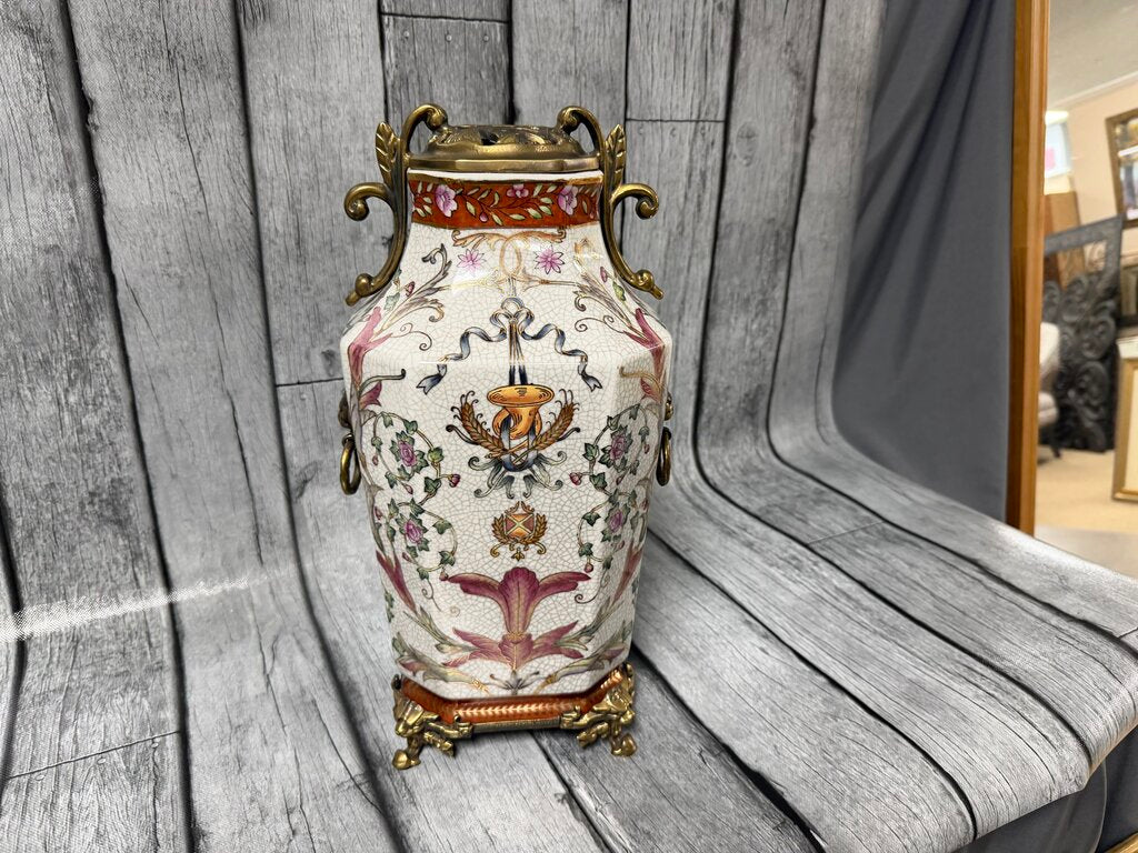 Gilded Porcelain + Brass Urn