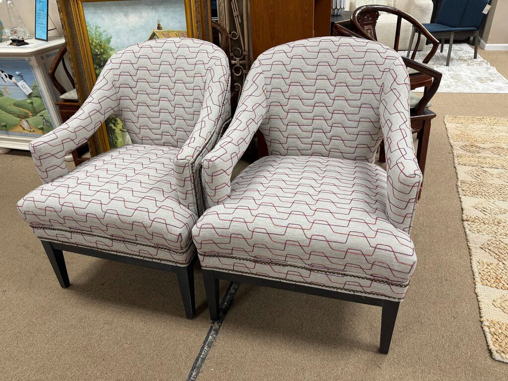 Pair Patterned Accent Chairs