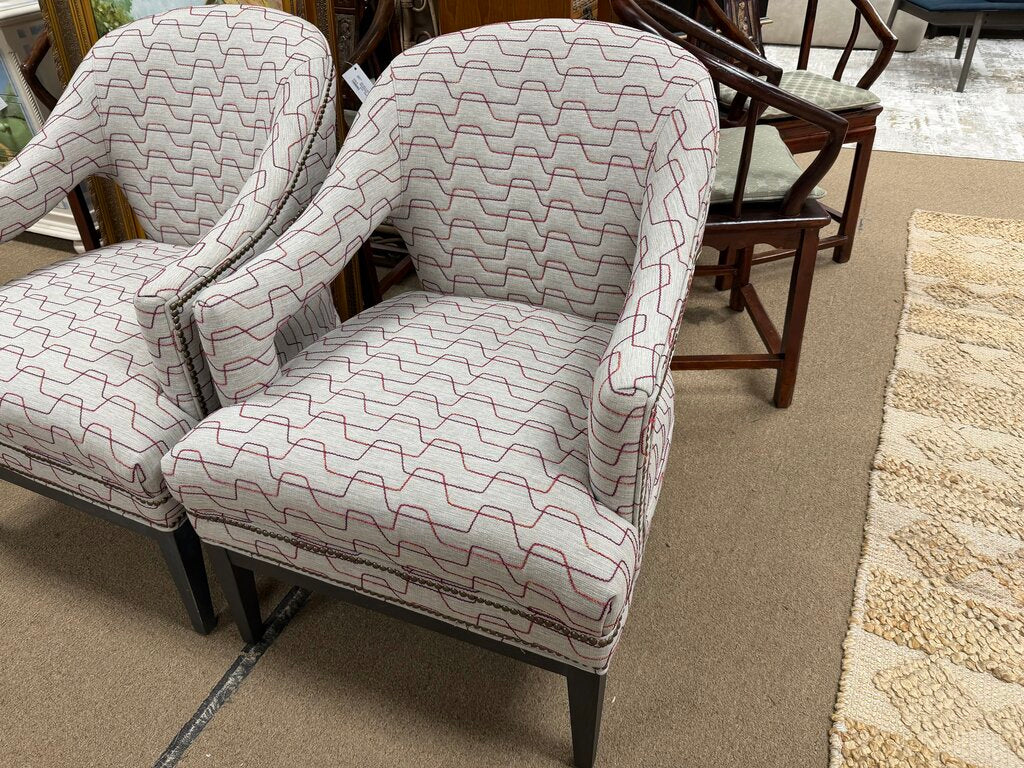 Pair Patterned Accent Chairs