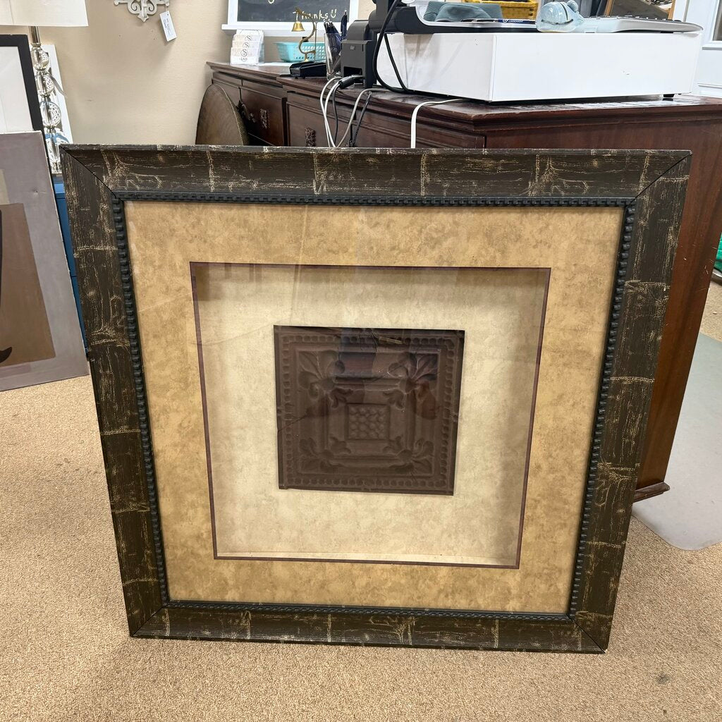 Framed Architectural Element - Deep Square Tin Plaque