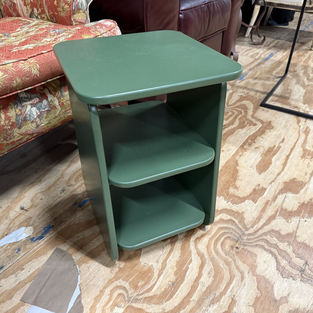 Small Green Side Table w/Shelves