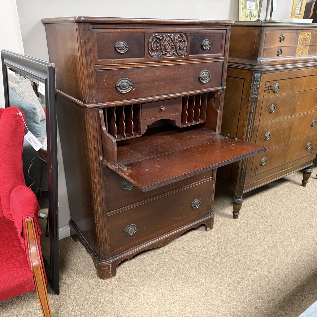 Antique Mahogany Secretary Desk Dresser