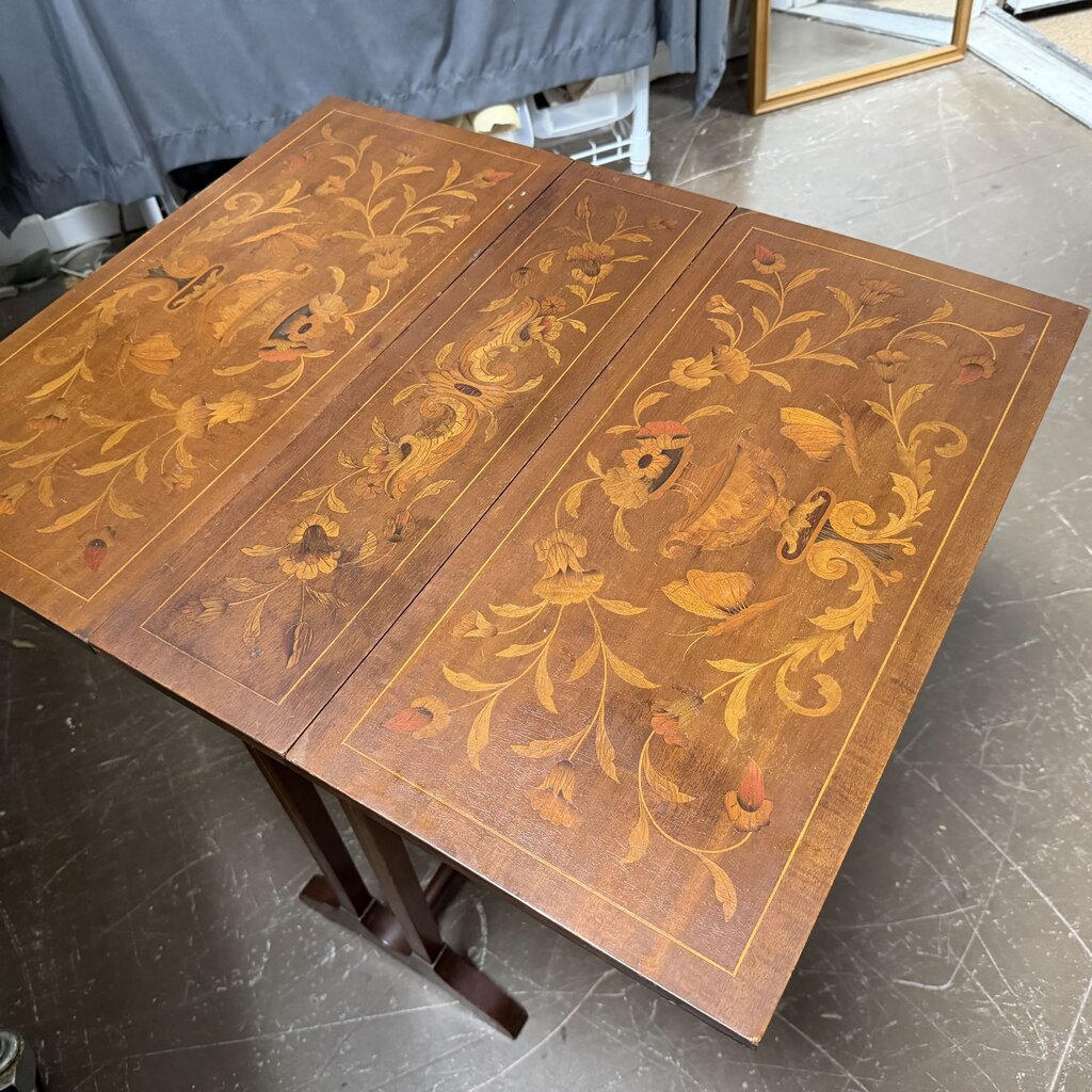 Antique Dutch Marquetry Drop Leaf Side Table