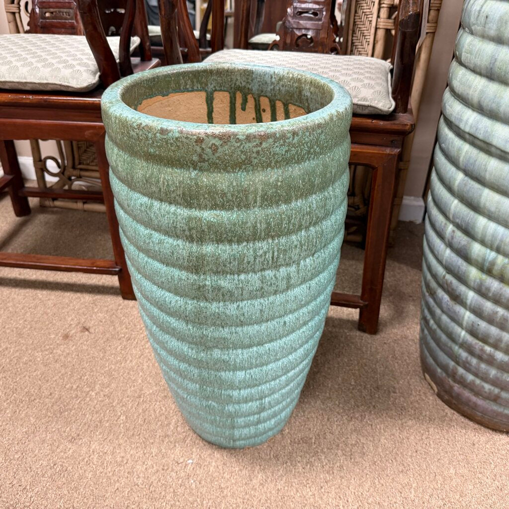 Glazed Terra Cotta Drum Fountain Vase/Planter