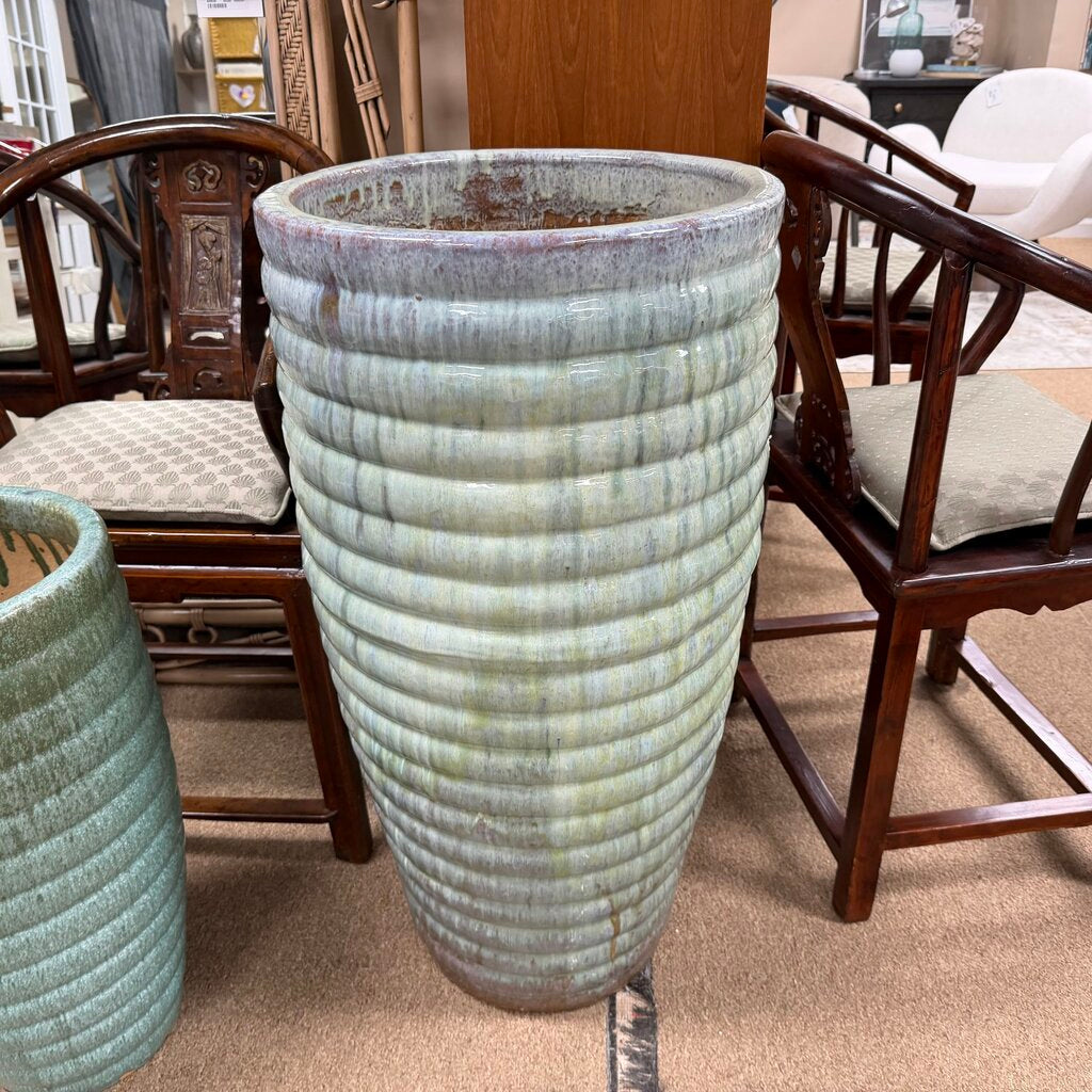 Glazed Terra Cotta Drum Fountain Vase/Planter