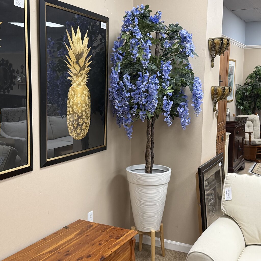 Decorative Faux Flowering Tree on Stand