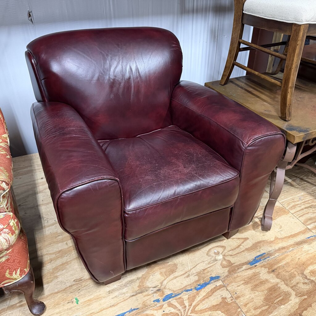 Overstuffed Leather Accent Chair