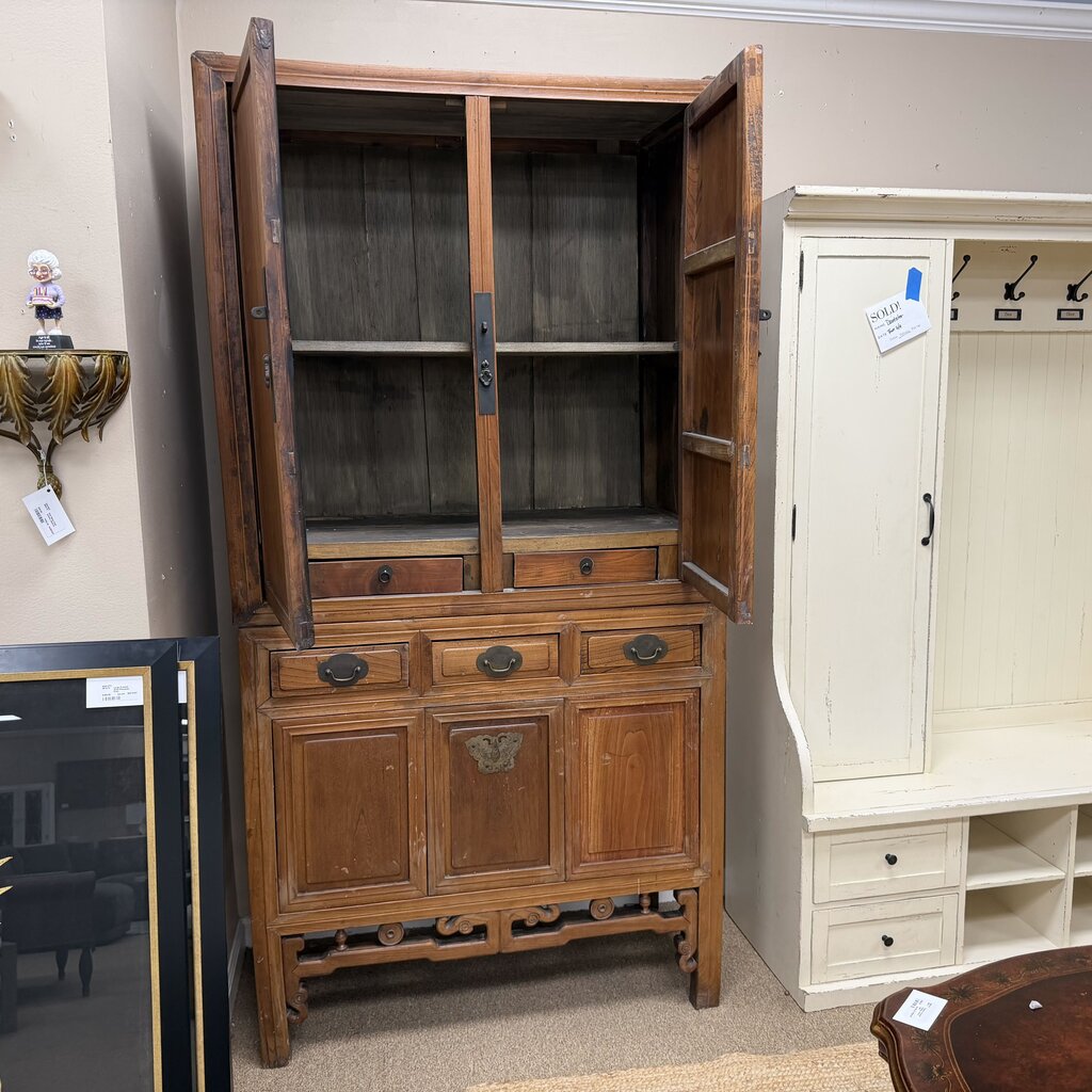 Antique Chinese Elm Scholar's Cabinet