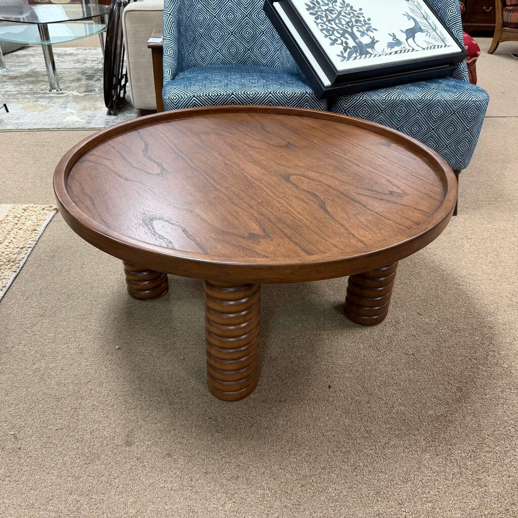 *NEW* Round Acacia Wood Coffee Table w/Turned Legs