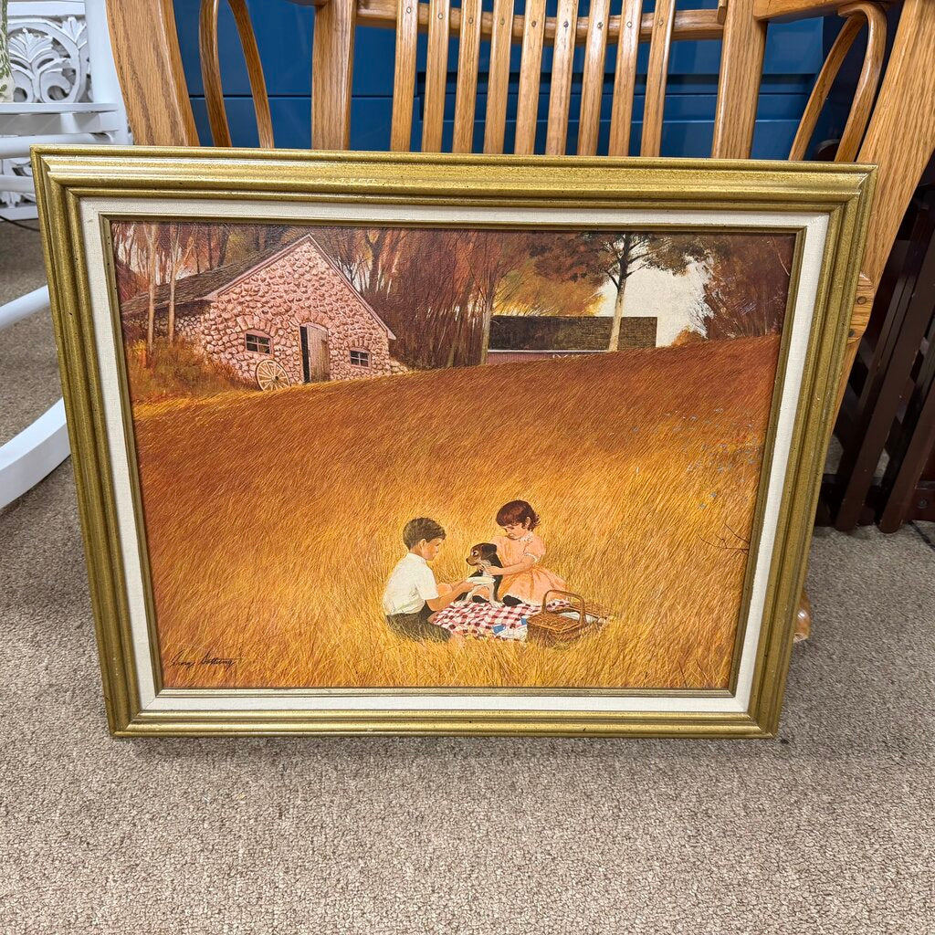 Framed Children on Picnic Print