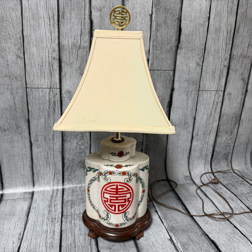 Chinese Porcelain Longevity Symbol Table Lamp