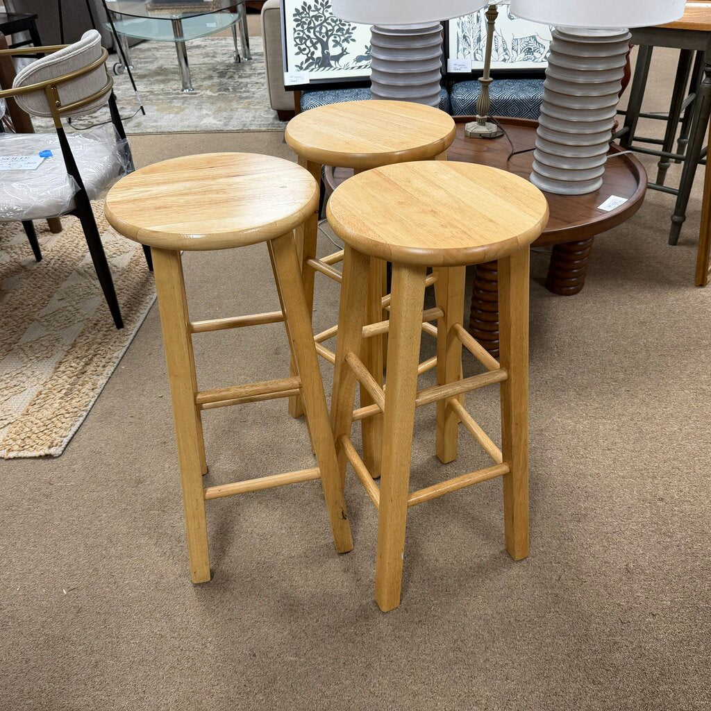 Set/3 Wood Bar Stools