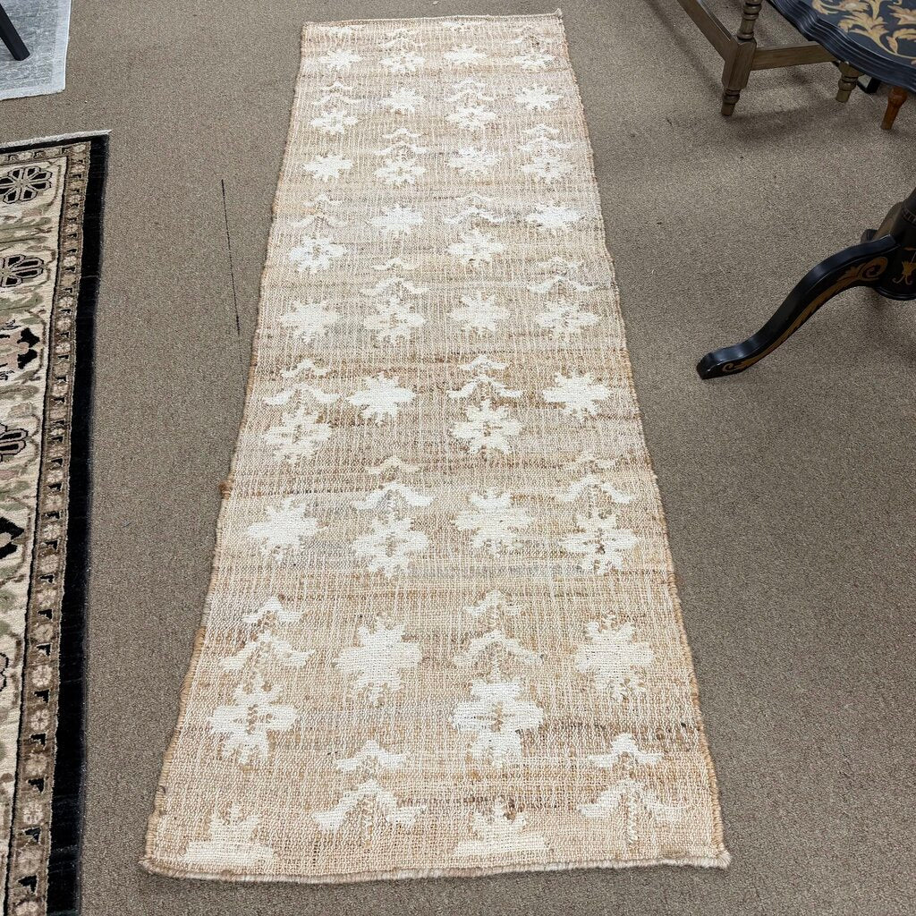 Handwoven Jute + Wool Floral Runner