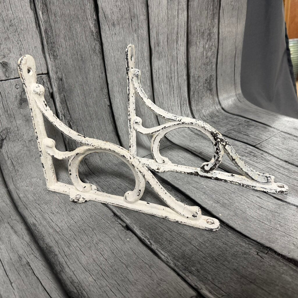 Pair Cast Iron Distressed Corbels/Shelf Brackets