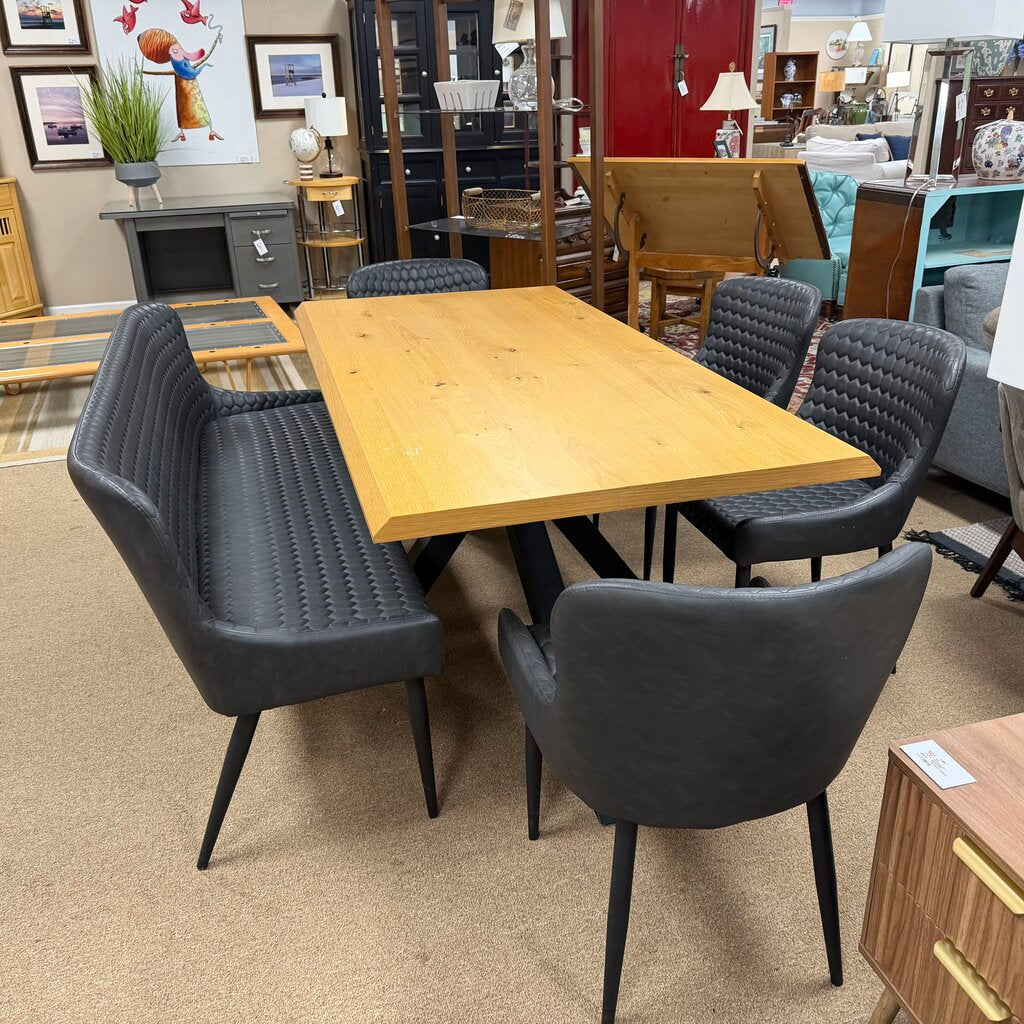 Mid Century Style Dining Table + 4 Chairs + Bench