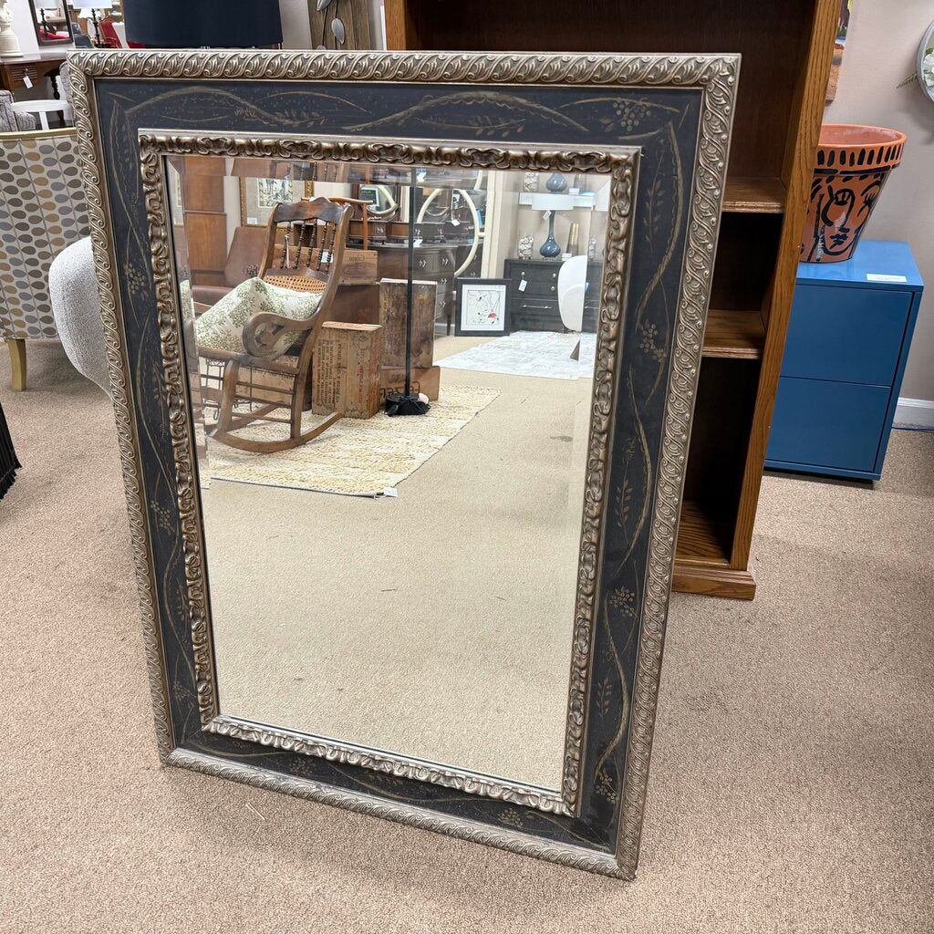 Black Framed Mirror w/Vines Design