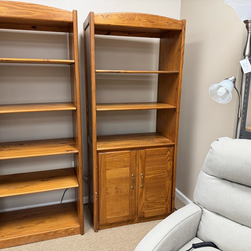 Wood Bookcase w/Cabinet Bottom