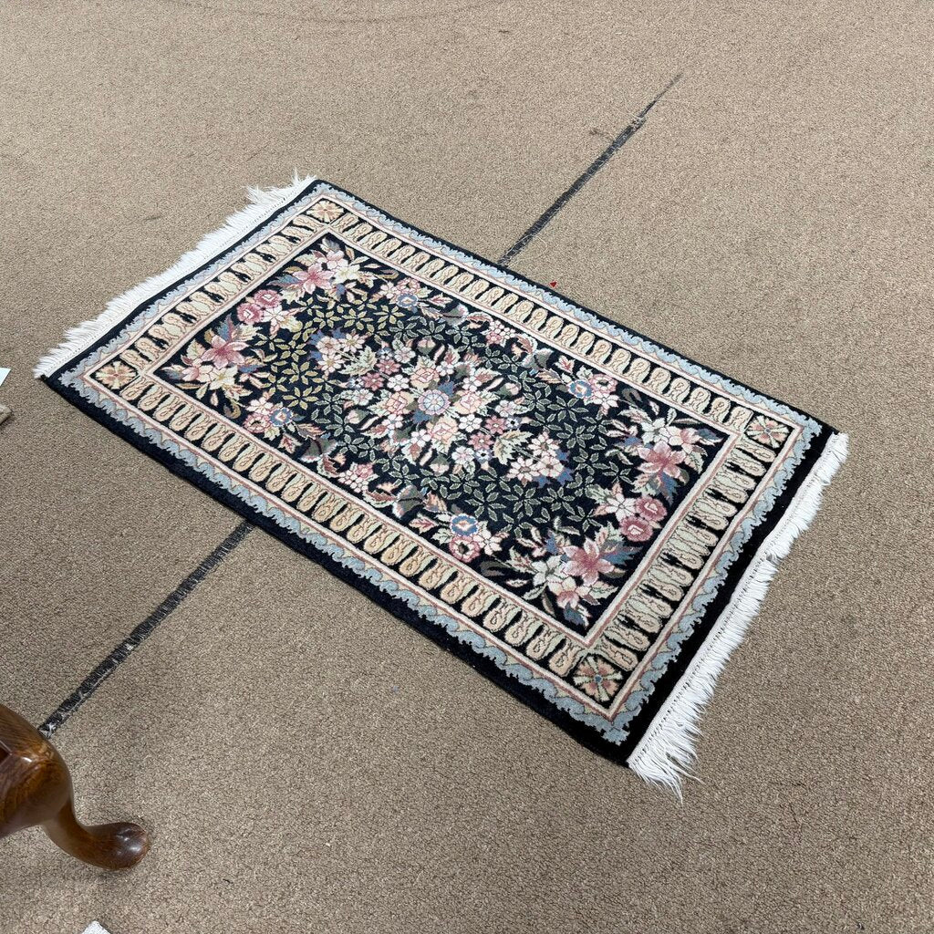 Floral Wool Doormat Rug