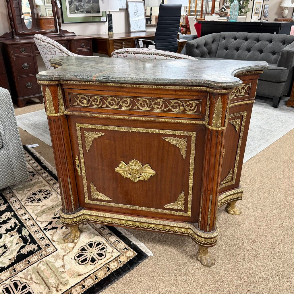 French Ormolu-Mounted Mahogany Cabinet w/Marble Top