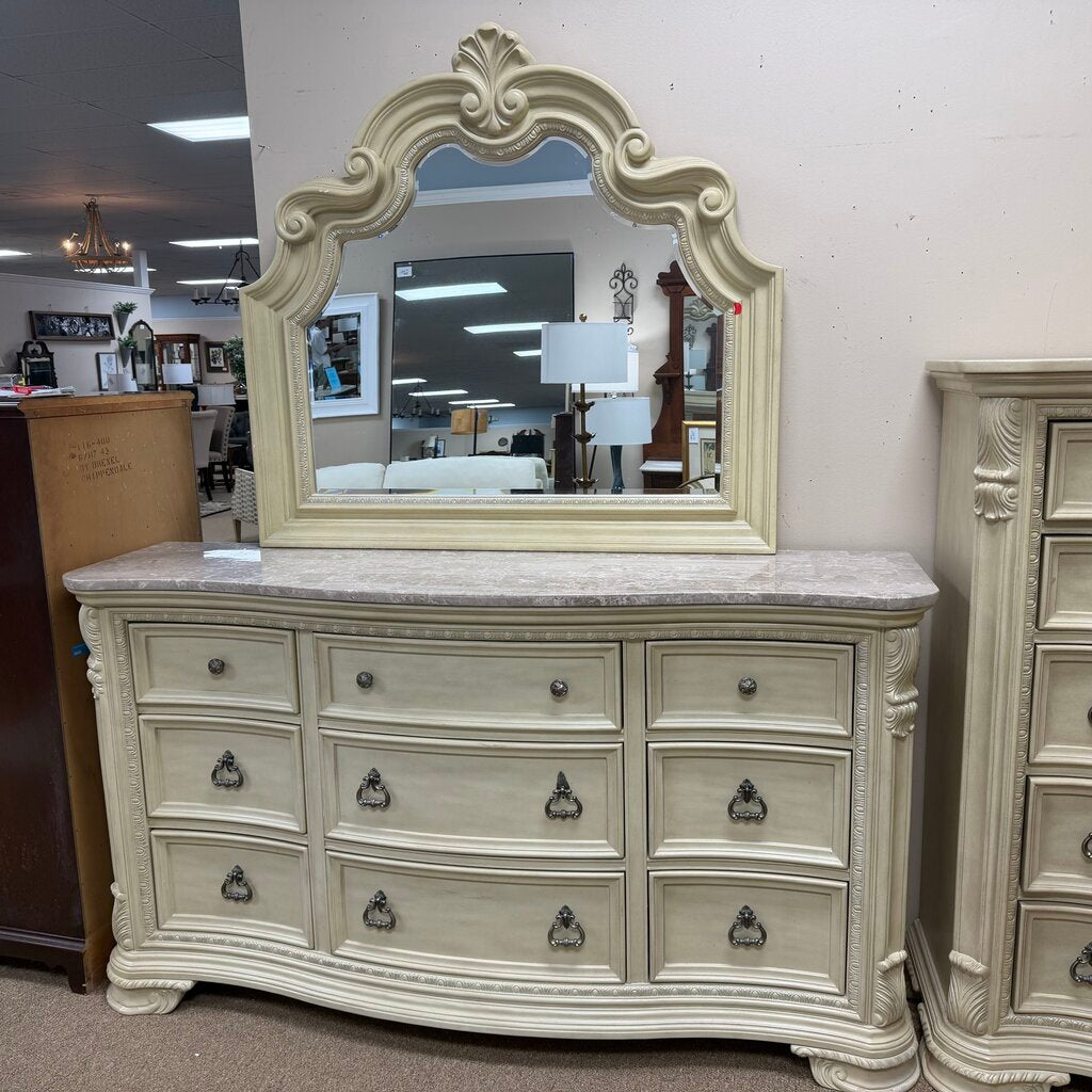 Marble Top Double Dresser w/Mirror