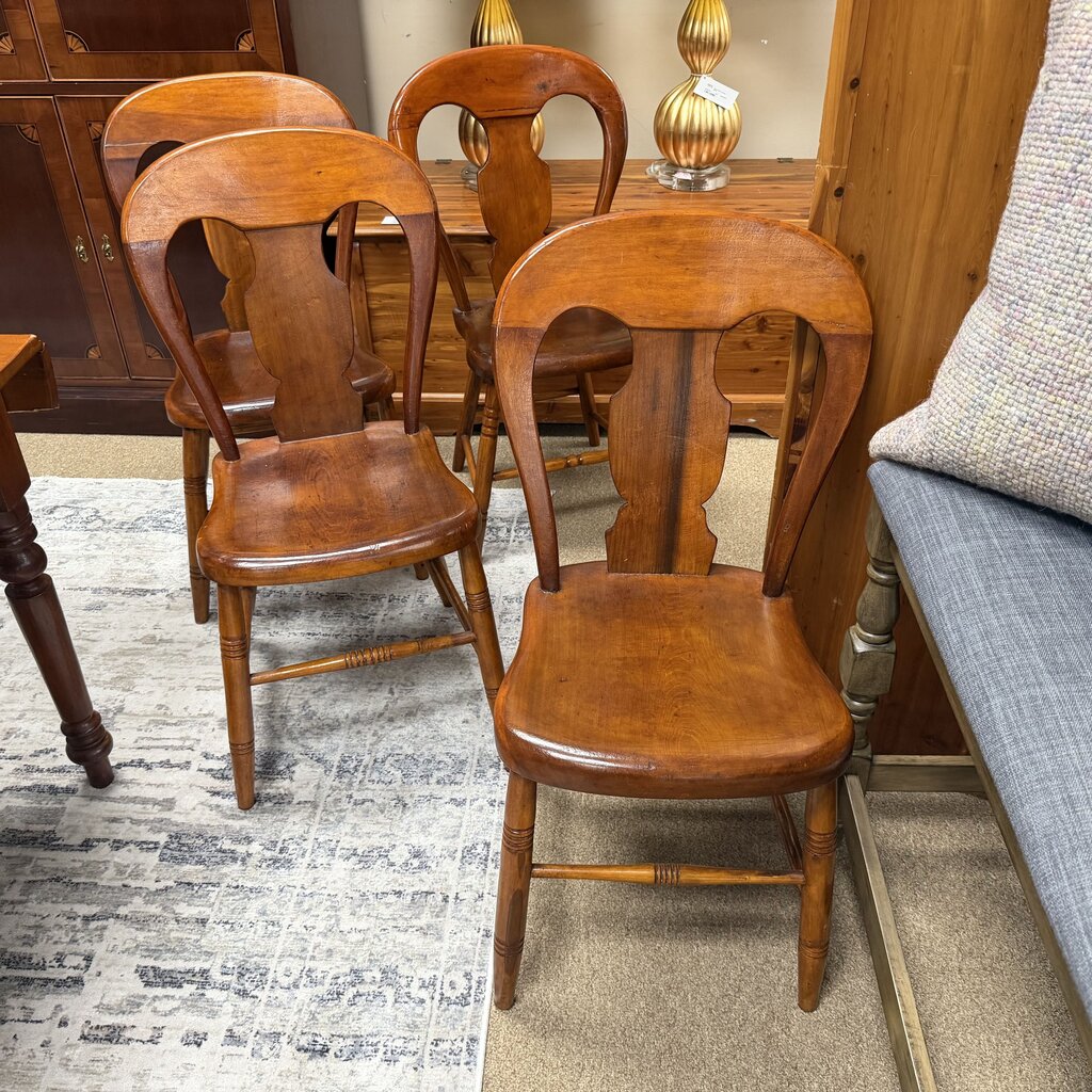 Set/4 Antique Wood Dining Chairs