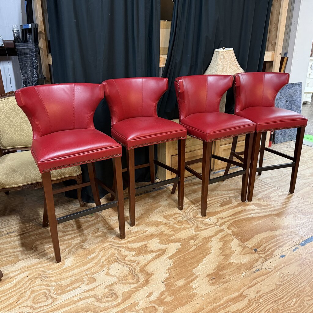 Set/4 Faux Leather Bar Stools