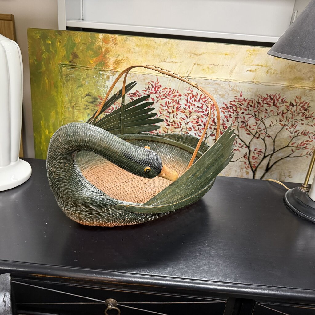 Vintage Handcrafted Swan-Shaped Basket
