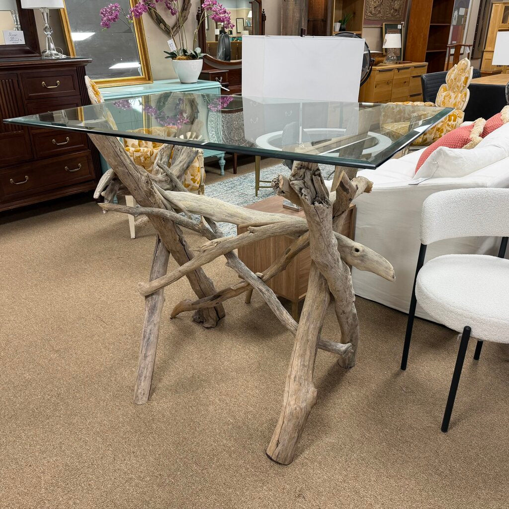 Glass Top Driftwood Pub Table