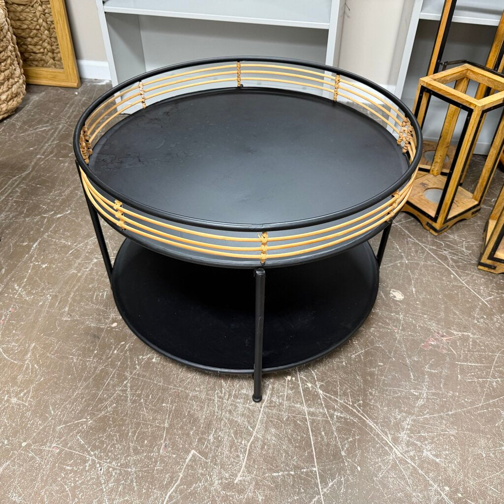 Round Metal 2-Tier Accent Table