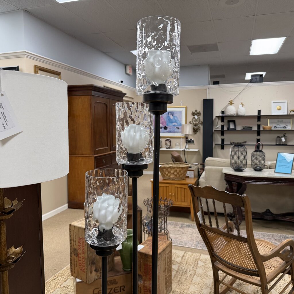 3-Light Black Metal Floor Lamp