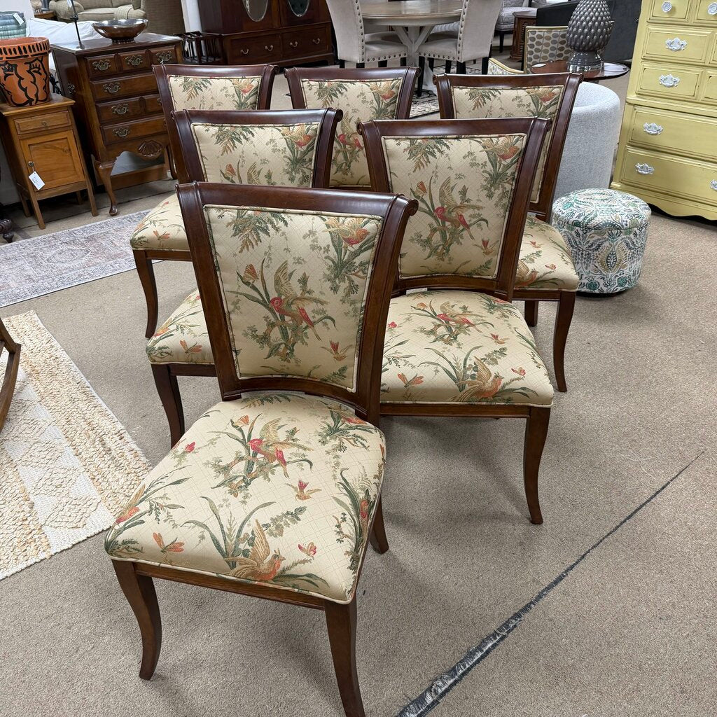 Set/6 Upholstered Wood Dining Chairs