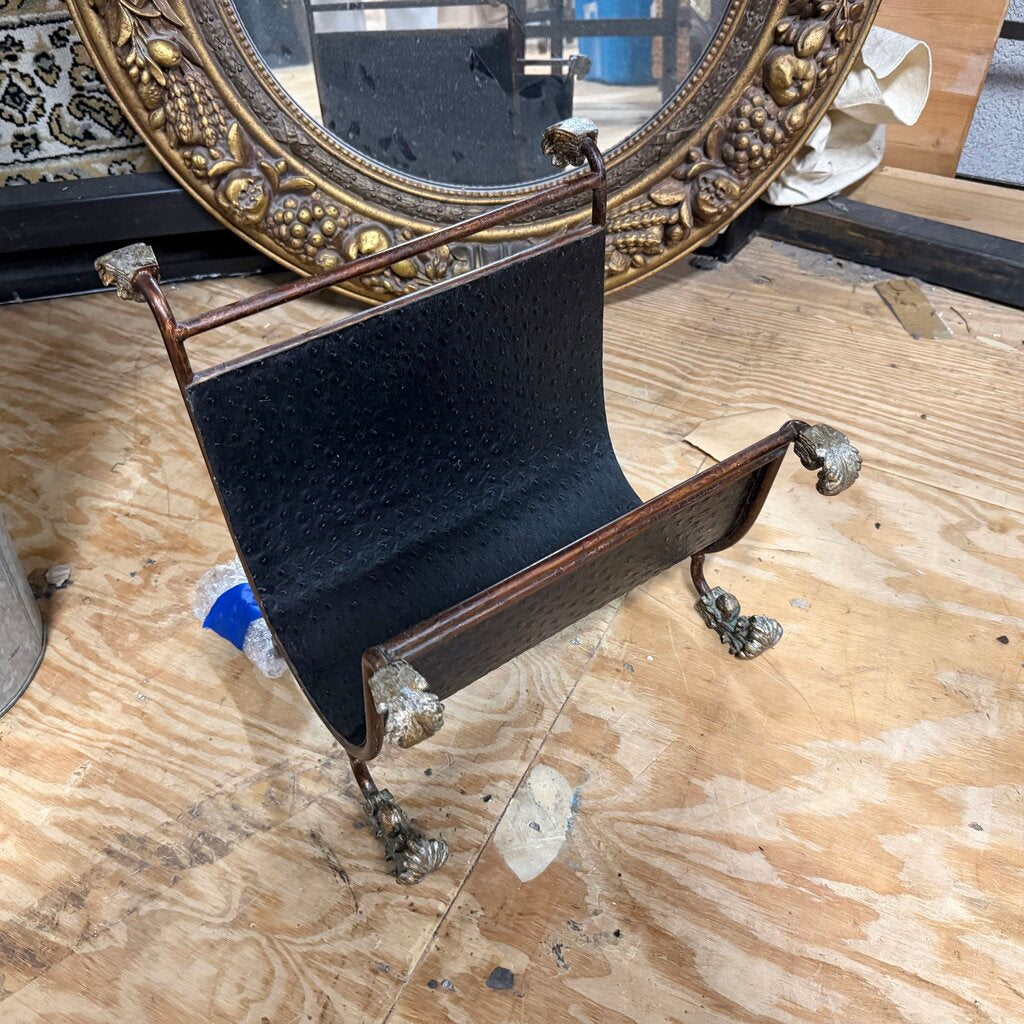 Metal Magazine Holder w/Faux Leather Ostrich Texture Sling
