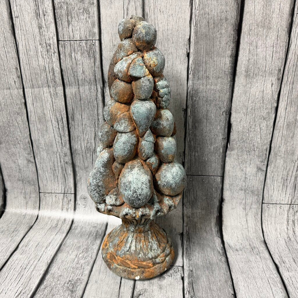 Aged Concrete Decorative Finial w/Clustered Fruit