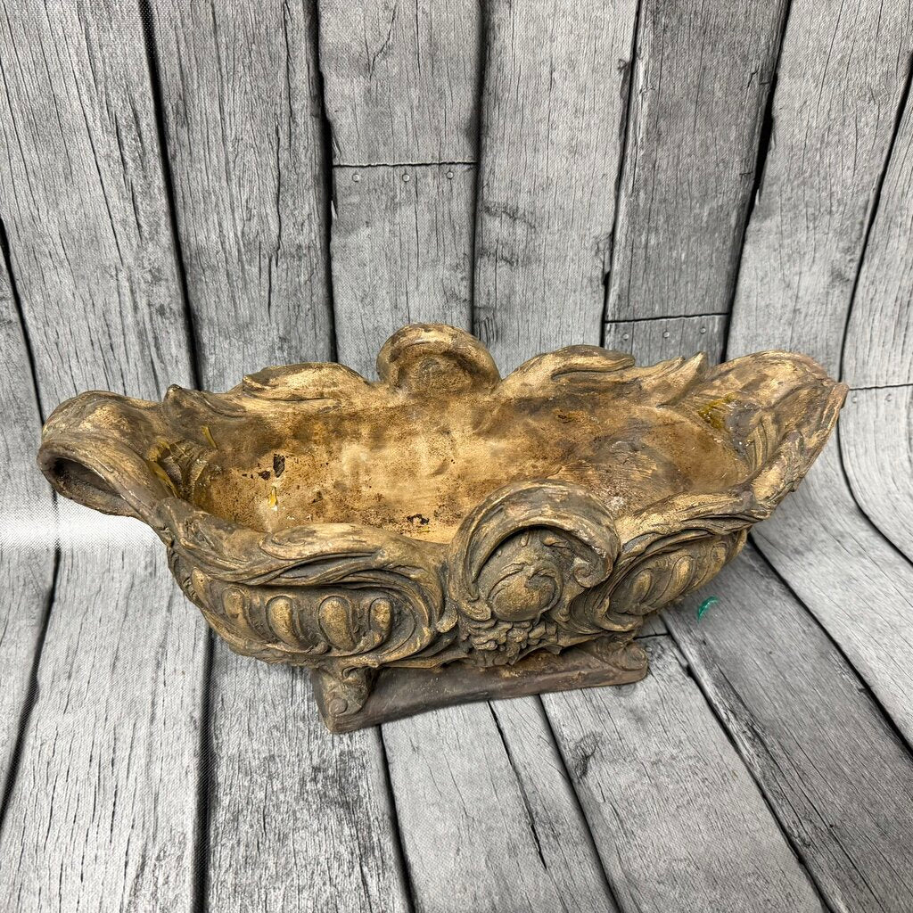 Resin Centerpiece Bowl w/Aged Stone Finish
