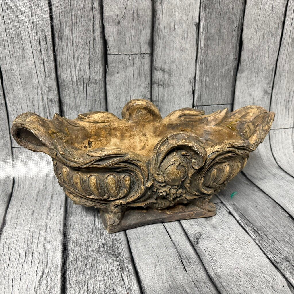 Resin Centerpiece Bowl w/Aged Stone Finish