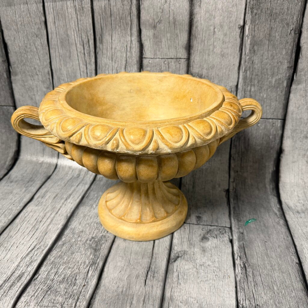 Round Resin Urn-Style Planter w/Matte Stone Finish