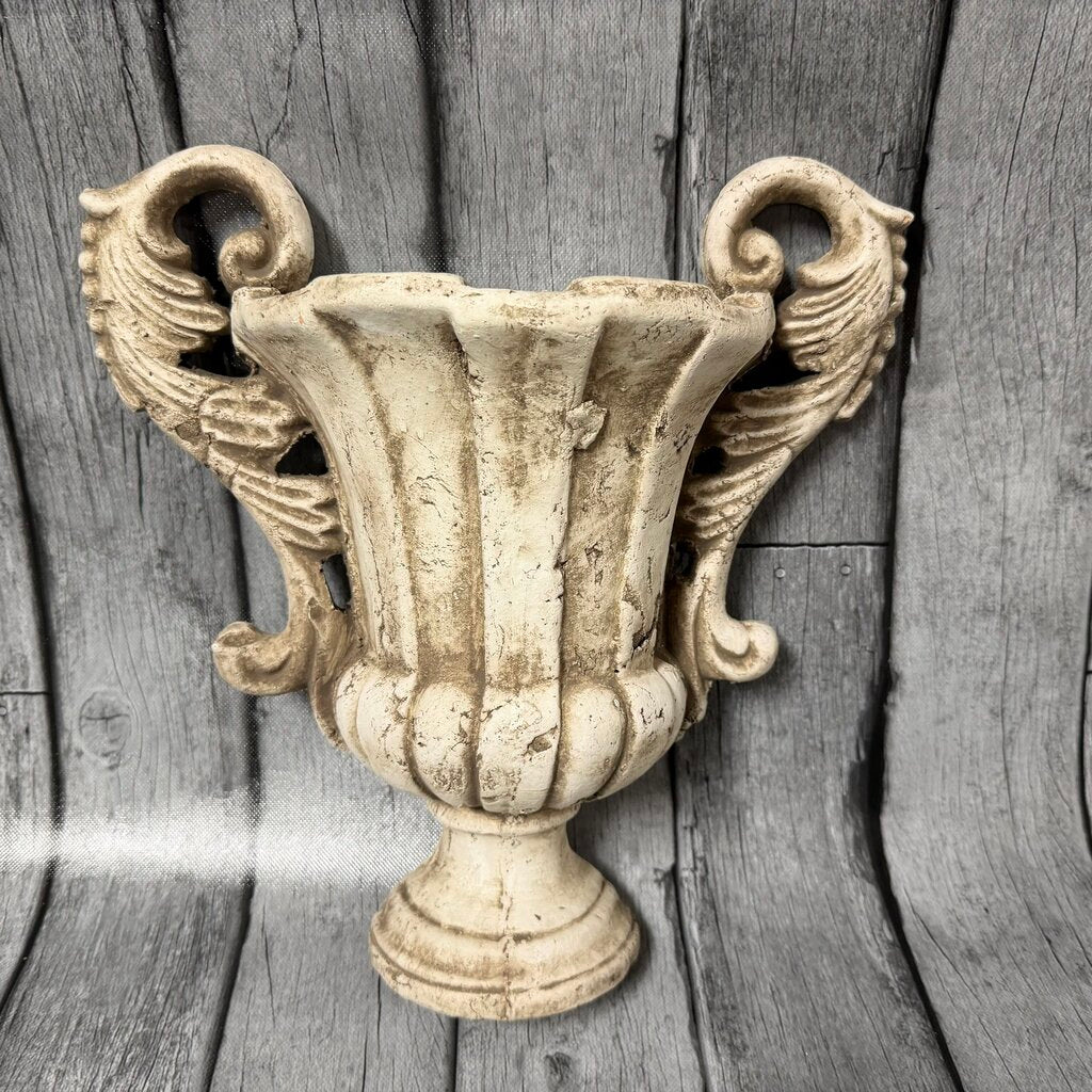Ceramic Urn-Style Wall Vase w/Aged Patina Finish