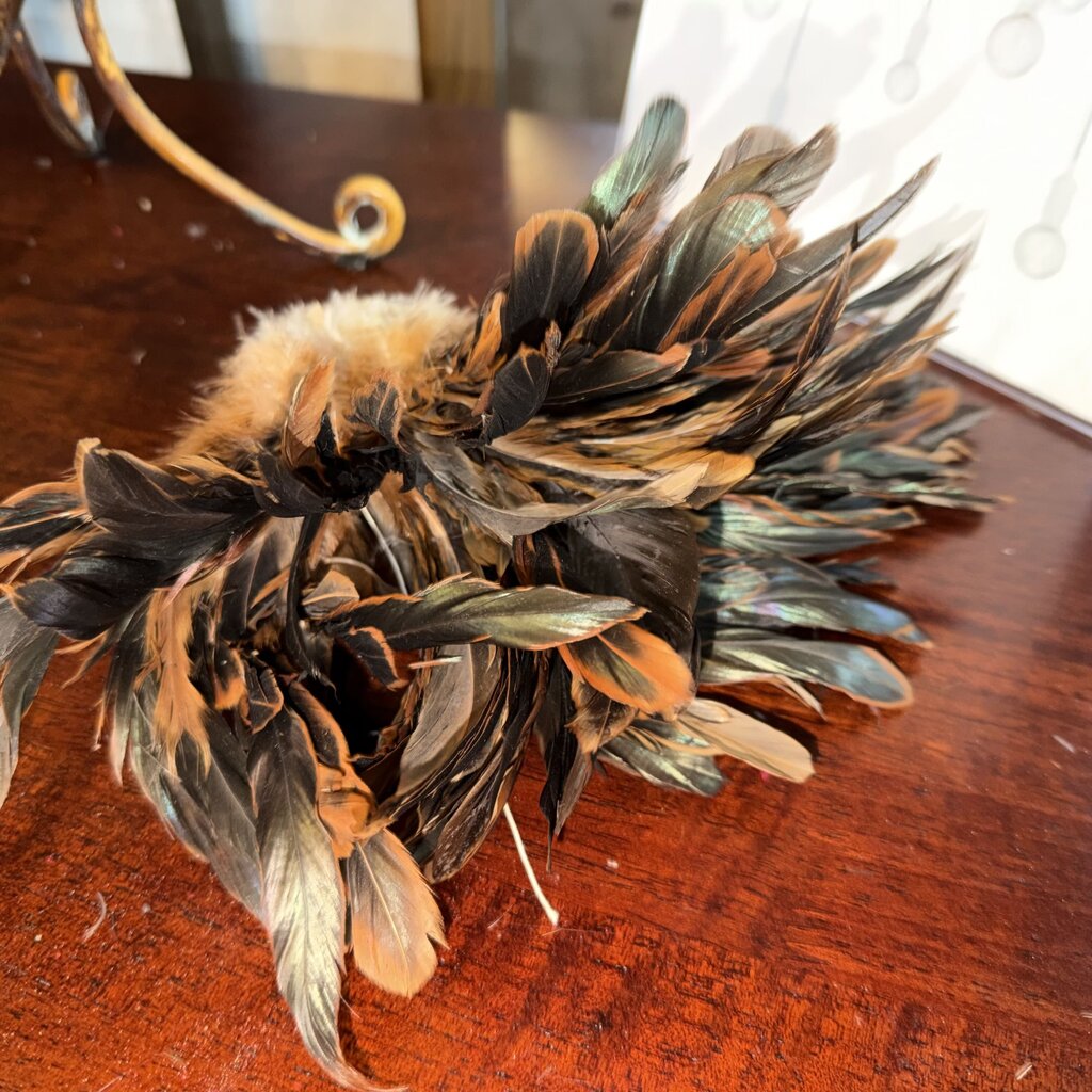 Short Brown + Green Feathers on String Bundle